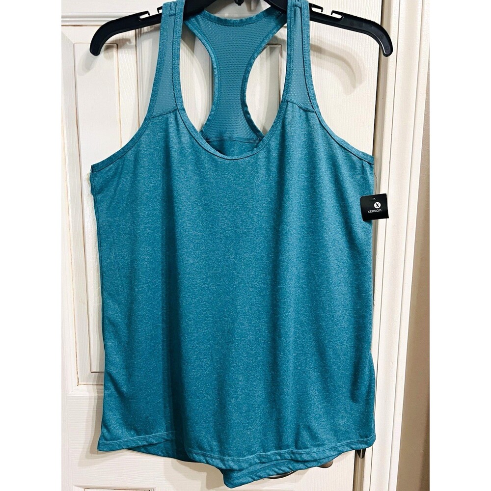 Xersion Women’s Medium Teal Racerback Athletic Tank Top Mesh Yoke NWT